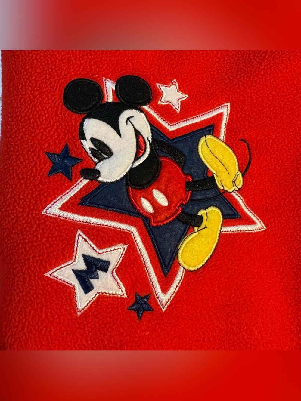 Mickey Mouse Fleece Blanket Embroidered Appliqué Red Disney Store
